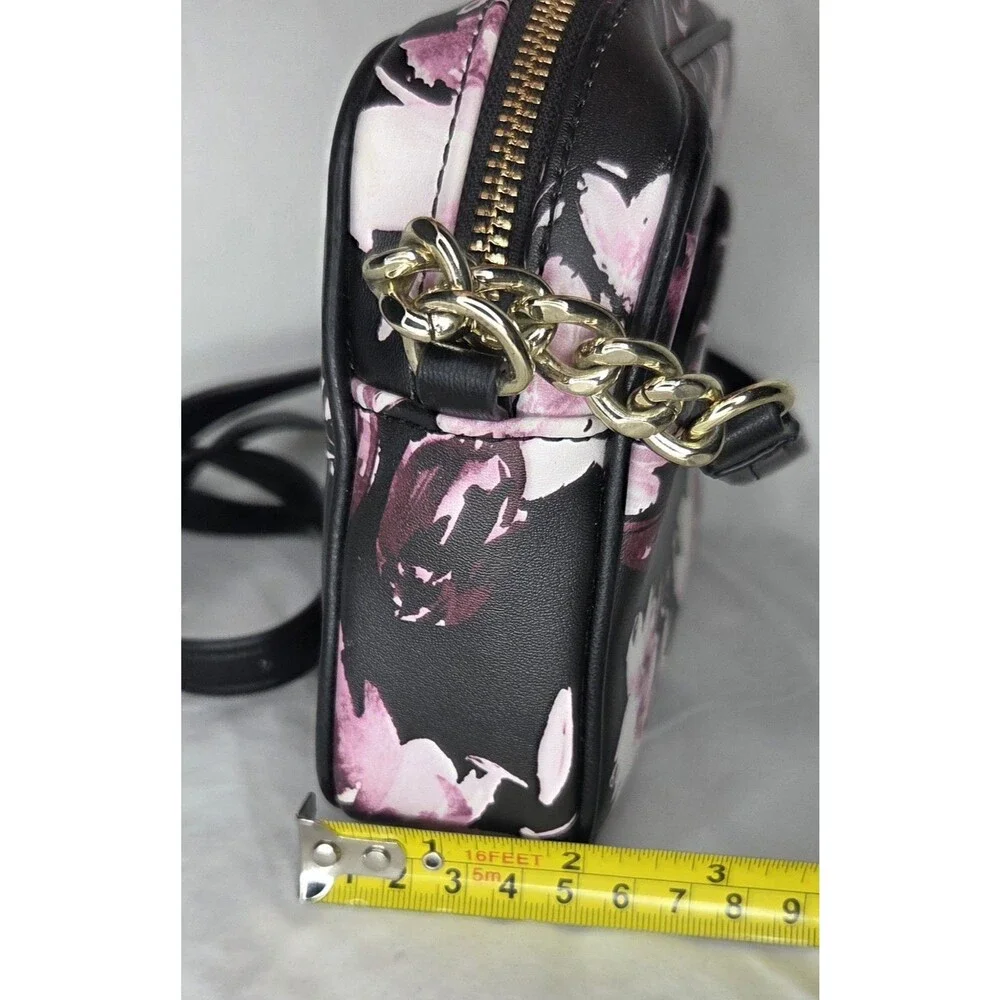 KARL LAGERFELD Black Floral Berry Bow Accent Crossbody Shoulder Bag Purse